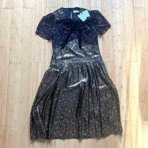 Coach Daisy print dress shimmery gold
